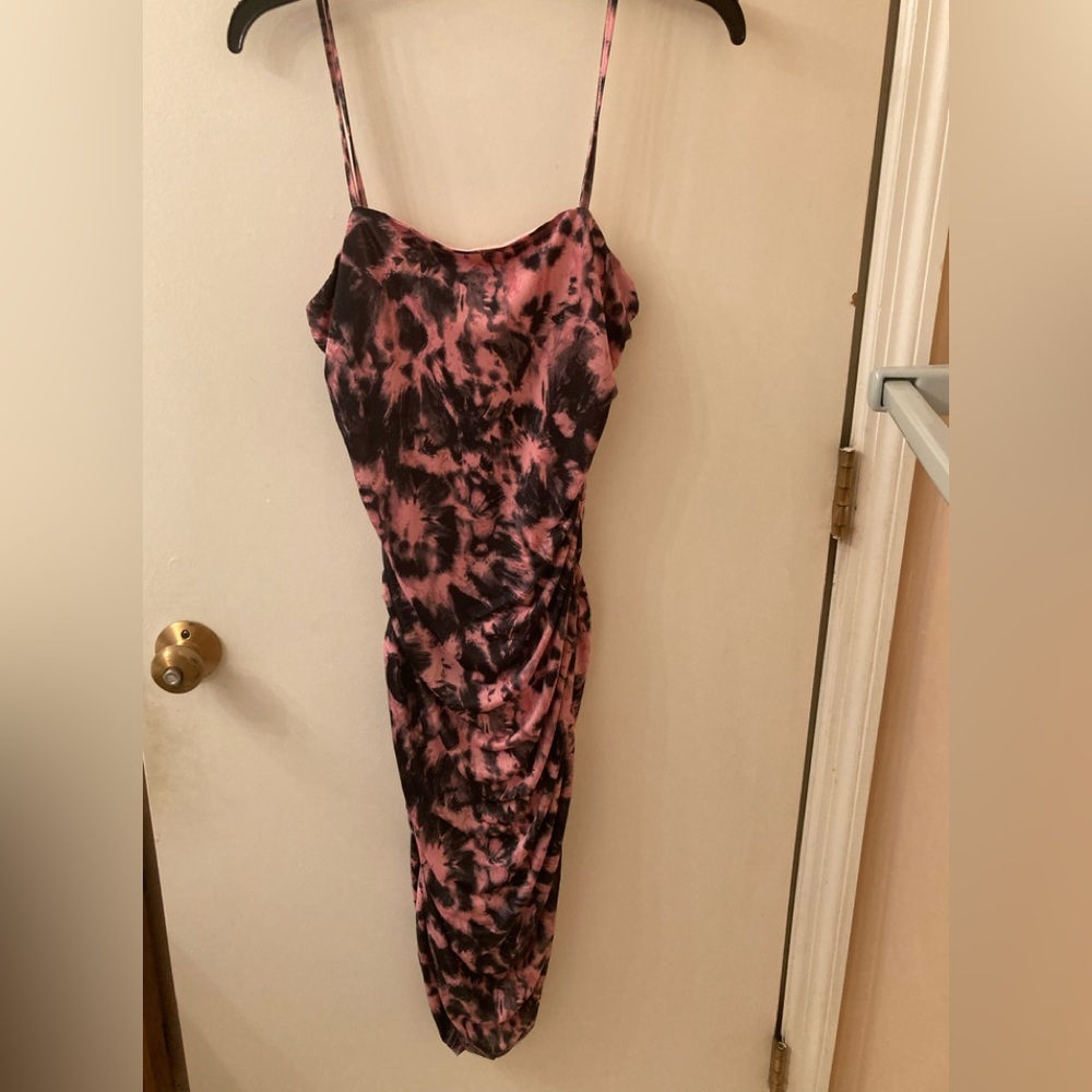 Ruched Pink & Black Dress